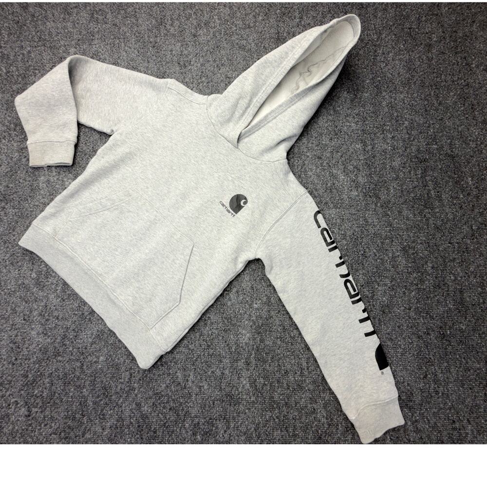 Carhartt Hoodie Gray Spell Out Sleeve Logo Youth 4T/5T